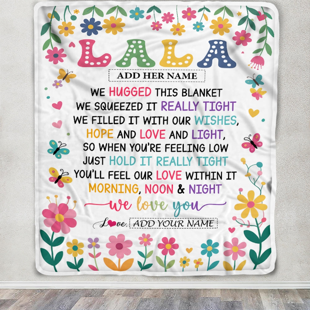 Personalized Gifts For Lala From Granddaughter Grandkids Blanket We Hugged This Blanket Floral Presents Birthday Gift For Lala Gifts Customized Fleece Blanket | siriusteestore