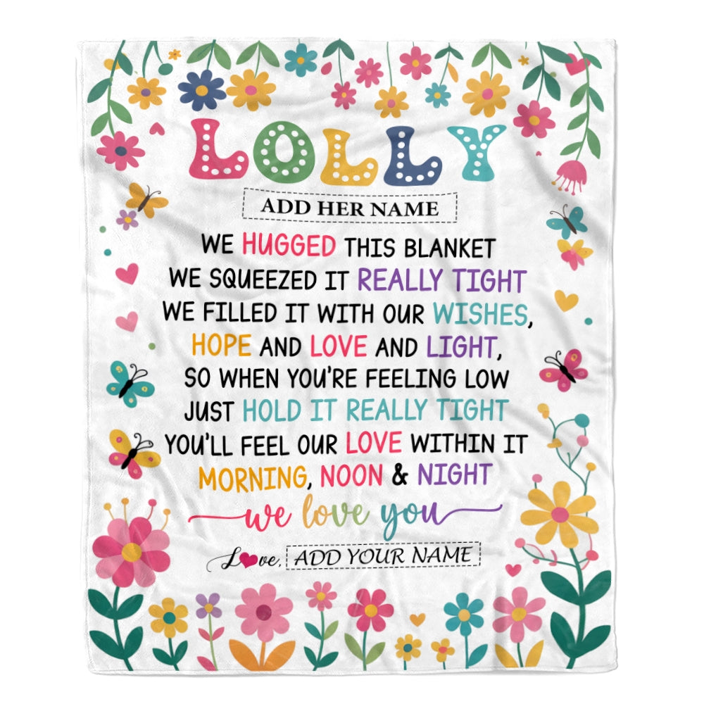 Personalized Gifts For Lolly From Granddaughter Grandkids Blanket We Hugged This Blanket Floral Presents Birthday Gift For Lolly Gifts Custom Fleece Blanket | siriusteestore