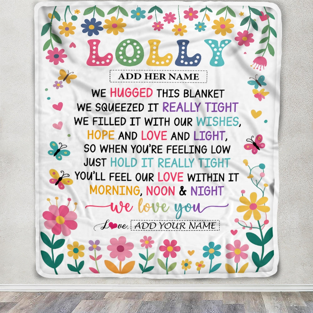 Personalized Gifts For Lolly From Granddaughter Grandkids Blanket We Hugged This Blanket Floral Presents Birthday Gift For Lolly Gifts Custom Fleece Blanket | siriusteestore