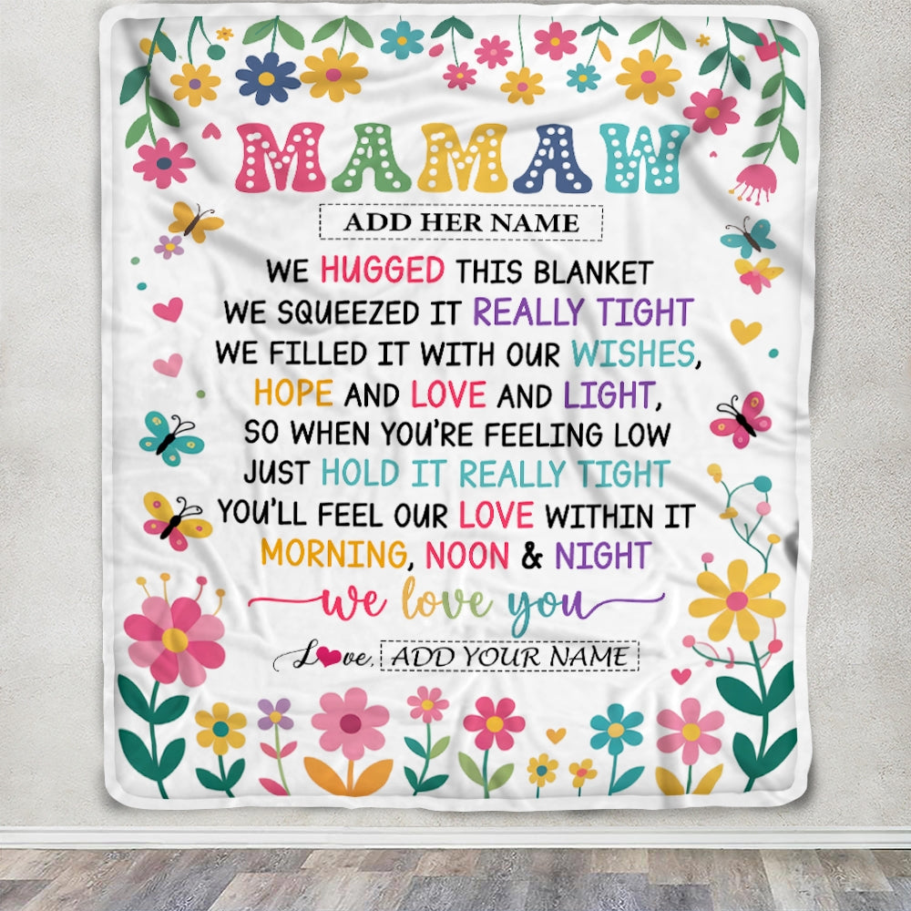 Personalized Gifts For Mamaw From Granddaughter Grandkids Blanket We Hugged This Blanket Floral Presents Birthday Gift For Mamaw Gifts Custom Fleece Blanket | siriusteestore