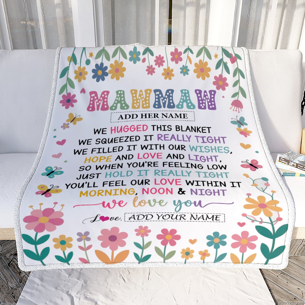 Personalized Gifts For Mawmaw From Granddaughter Blanket We Hugged This Blanket Floral Presents Birthday Gift For Mawmaw Gifts Customized Fleece Throw Blanket | siriusteestore
