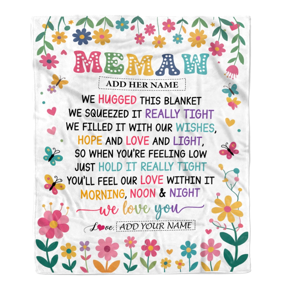 Personalized Gifts For Memaw From Granddaughter Grandkids Blanket We Hugged This Blanket Floral Presents Birthday Gift For Memaw Gifts Custom Fleece Blanket | siriusteestore