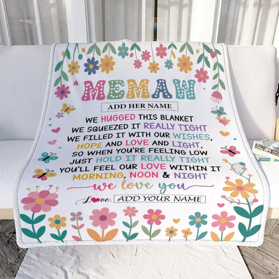 Personalized Gifts For Memaw From Granddaughter Grandkids Blanket We Hugged This Blanket Floral Presents Birthday Gift For Memaw Gifts Custom Fleece Blanket | siriusteestore