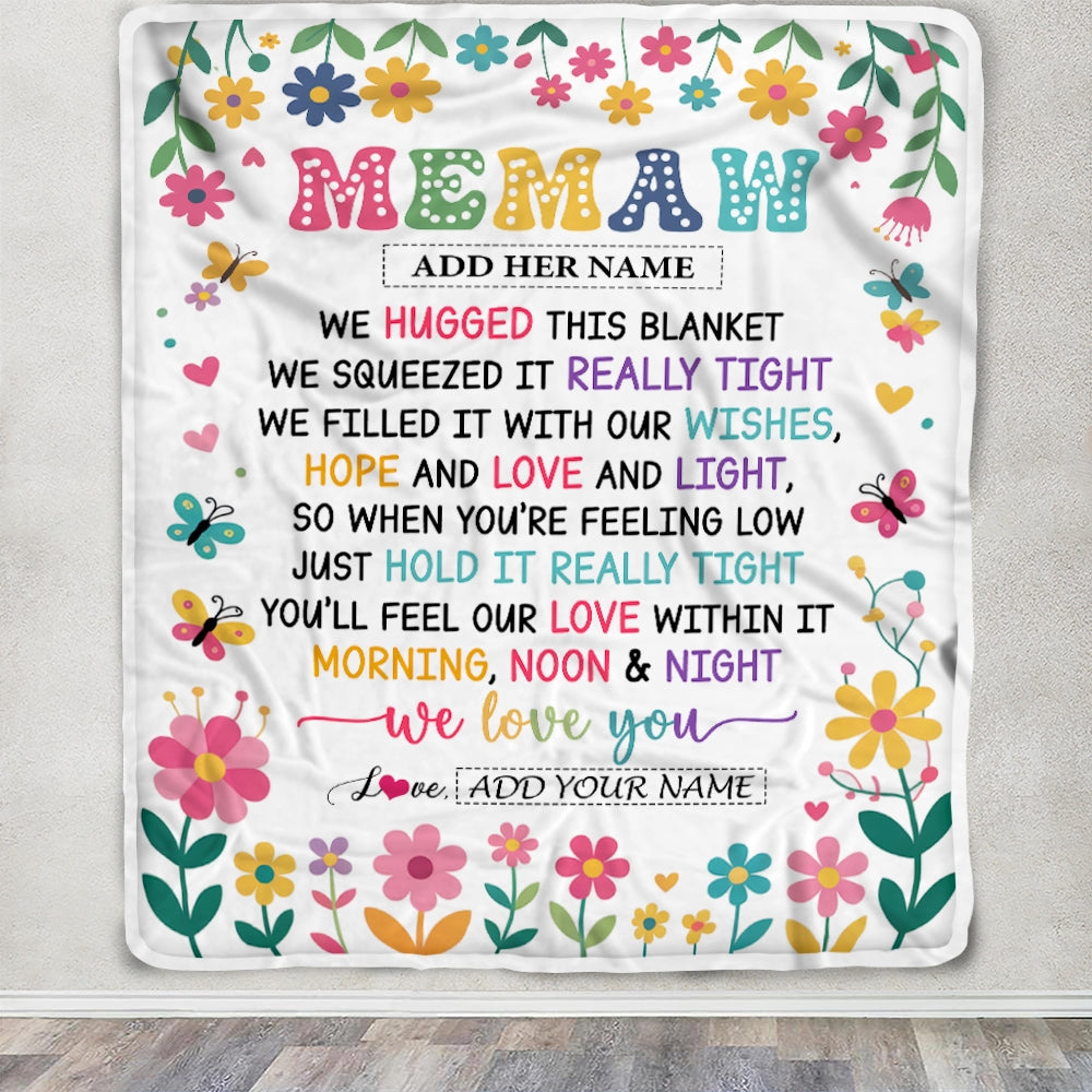 Personalized Gifts For Memaw From Granddaughter Grandkids Blanket We Hugged This Blanket Floral Presents Birthday Gift For Memaw Gifts Custom Fleece Blanket | siriusteestore
