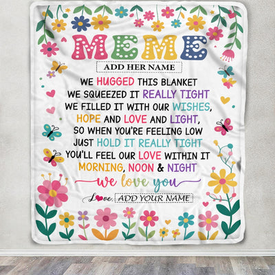 Personalized Gifts For Meme From Granddaughter Grandkids Blanket We Hugged This Blanket Floral Presents Birthday Gift For Meme Gifts Customized Fleece Blanket | siriusteestore