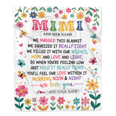 Personalized Gifts For Mimi From Granddaughter Grandkids Blanket We Hugged This Blanket Floral Presents Birthday Gift For Mimi Gifts Customized Fleece Blanket | siriusteestore