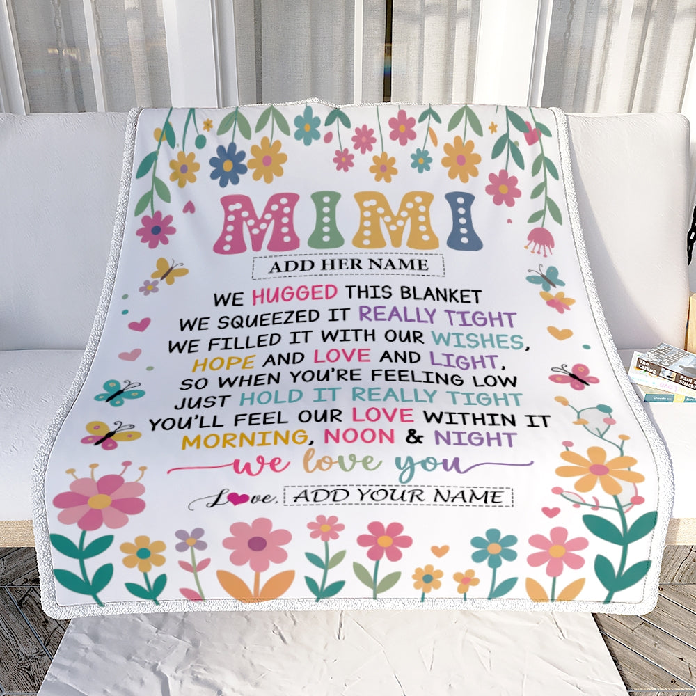 Personalized Gifts For Mimi From Granddaughter Grandkids Blanket We Hugged This Blanket Floral Presents Birthday Gift For Mimi Gifts Customized Fleece Blanket | siriusteestore