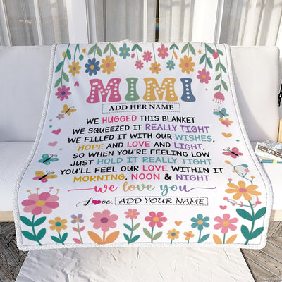 Personalized Gifts For Mimi From Granddaughter Grandkids Blanket We Hugged This Blanket Floral Presents Birthday Gift For Mimi Gifts Customized Fleece Blanket | siriusteestore