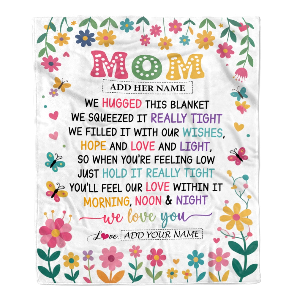 Personalized Gifts For Mom From Daughter Son Blanket We Hugged This Blanket Floral Presents Birthday Gift For Mom Mother Gifts Customized Fleece Throw Blanket | siriusteestore