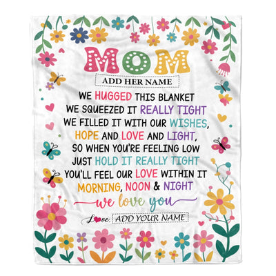 Personalized Gifts For Mom From Daughter Son Blanket We Hugged This Blanket Floral Presents Birthday Gift For Mom Mother Gifts Customized Fleece Throw Blanket | siriusteestore