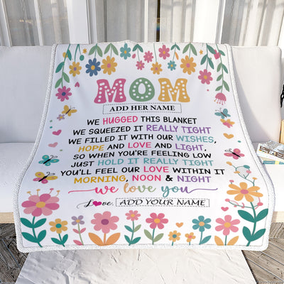 Personalized Gifts For Mom From Daughter Son Blanket We Hugged This Blanket Floral Presents Birthday Gift For Mom Mother Gifts Customized Fleece Throw Blanket | siriusteestore