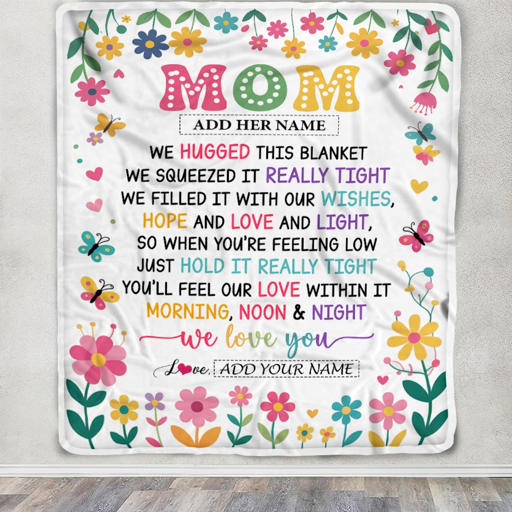 Personalized Gifts For Mom From Daughter Son Blanket We Hugged This Blanket Floral Presents Birthday Gift For Mom Mother Gifts Customized Fleece Throw Blanket | siriusteestore
