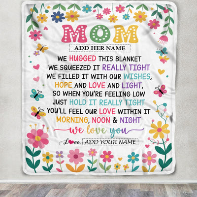 Personalized Gifts For Mom From Daughter Son Blanket We Hugged This Blanket Floral Presents Birthday Gift For Mom Mother Gifts Customized Fleece Throw Blanket | siriusteestore