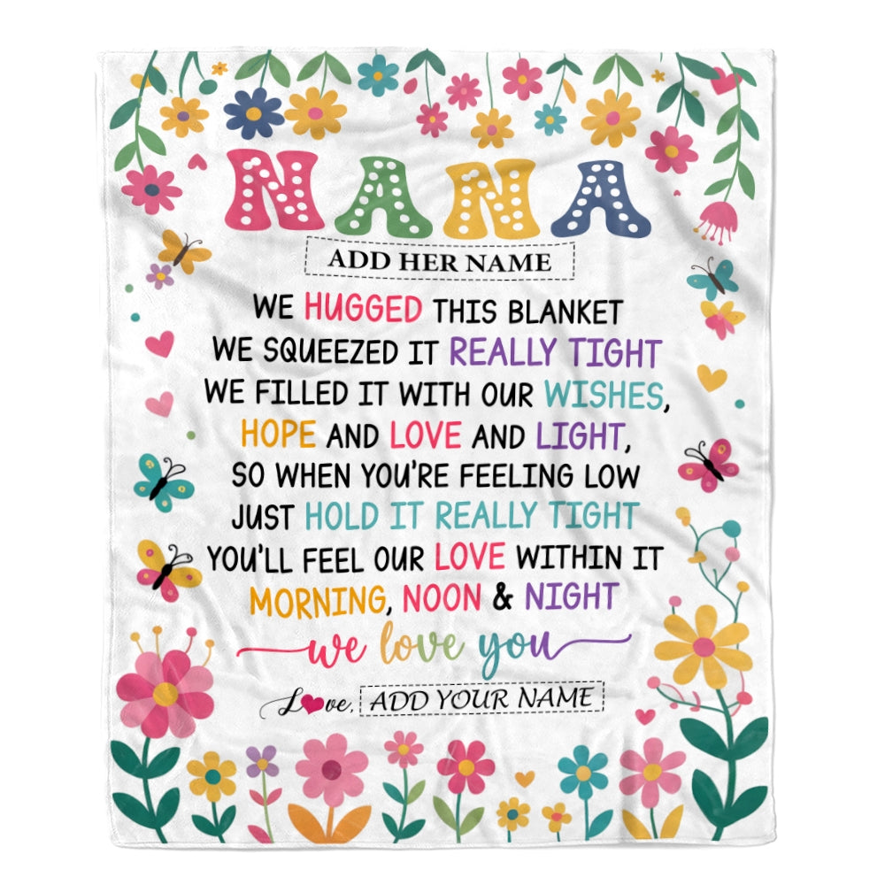 Personalized Gifts For Nana From Granddaughter Grandkids Blanket We Hugged This Blanket Floral Presents Birthday Gift For Nana Gifts Customized Fleece Blanket | siriusteestore
