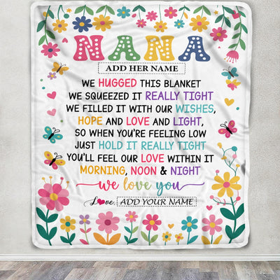 Personalized Gifts For Nana From Granddaughter Grandkids Blanket We Hugged This Blanket Floral Presents Birthday Gift For Nana Gifts Customized Fleece Blanket | siriusteestore