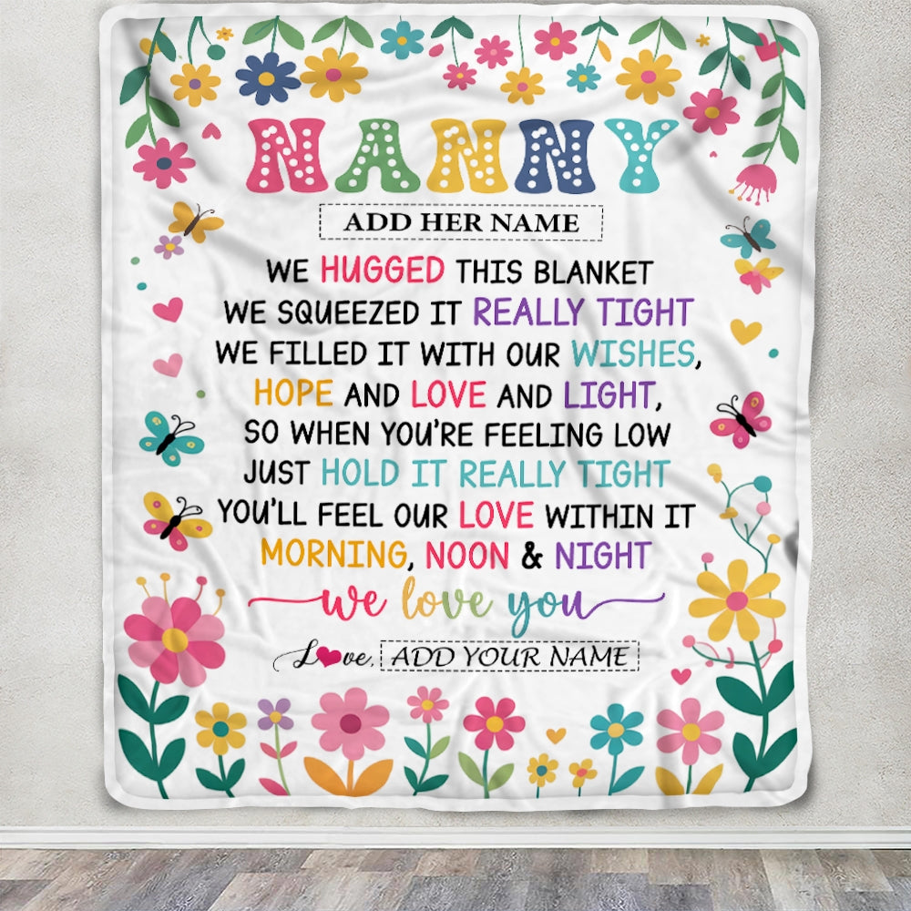 Personalized Gifts For Nanny From Kids Blanket We Hugged This Blanket Floral Presents Birthday Gift For Nanny Gifts Customized Fleece Throw Blanket | siriusteestore
