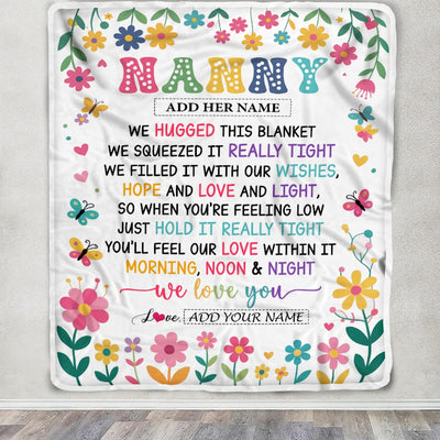 Personalized Gifts For Nanny From Kids Blanket We Hugged This Blanket Floral Presents Birthday Gift For Nanny Gifts Customized Fleece Throw Blanket | siriusteestore