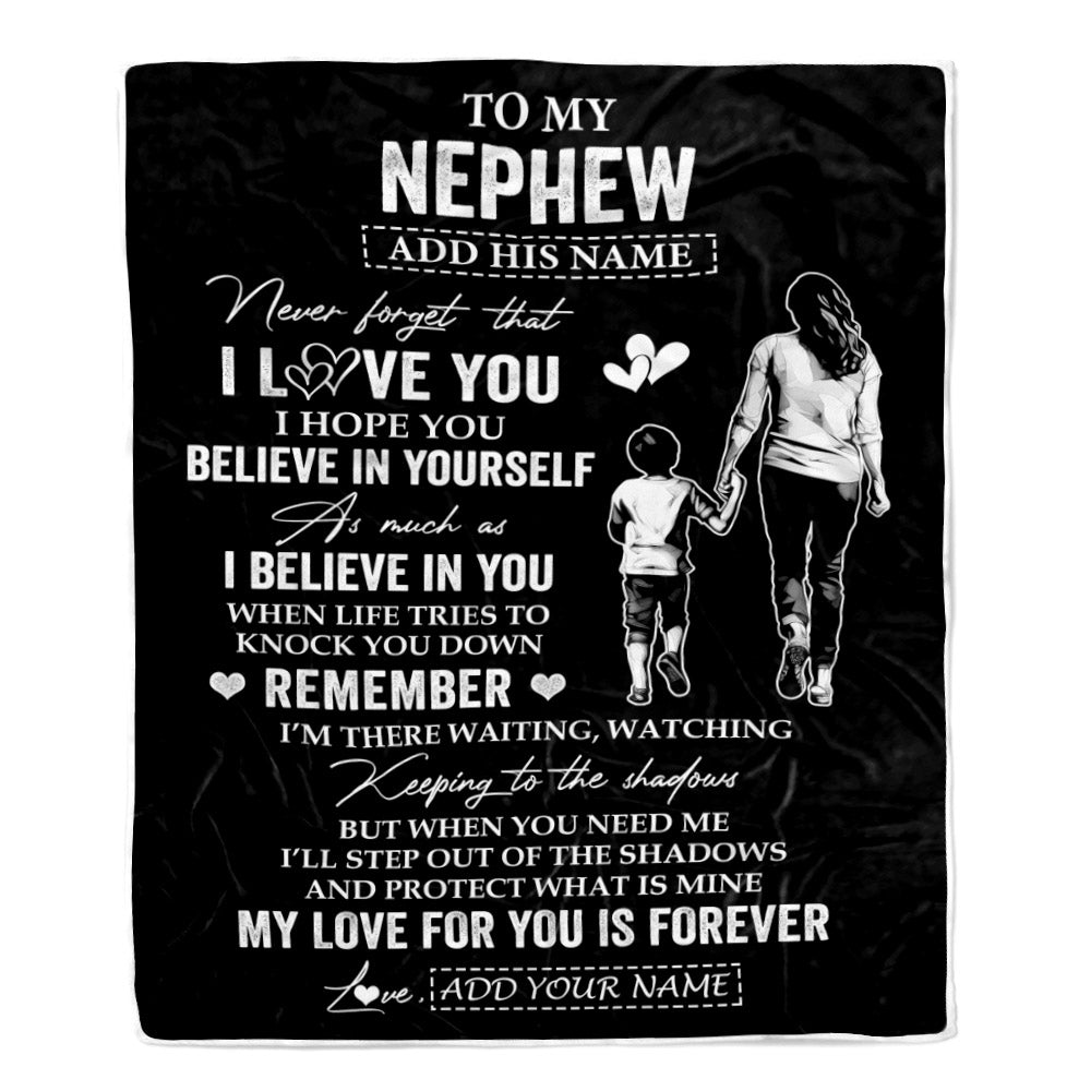 Personalized Gifts For Nephew Blanket From Aunt Auntie My Love For You Is Forever Nephew Birthday Gifts Graduation Christmas Custom Fleece Throw Blanket | siriusteestore