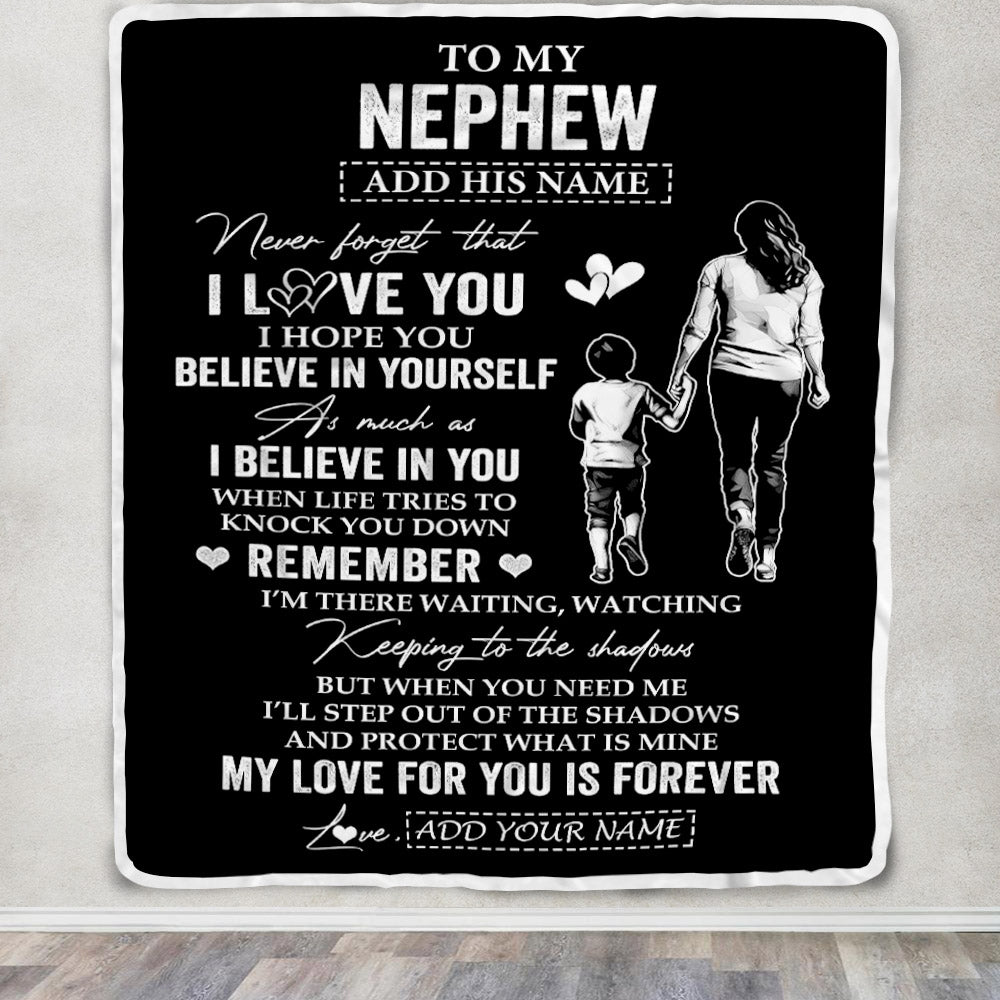 Personalized Gifts For Nephew Blanket From Aunt Auntie My Love For You Is Forever Nephew Birthday Gifts Graduation Christmas Custom Fleece Throw Blanket | siriusteestore