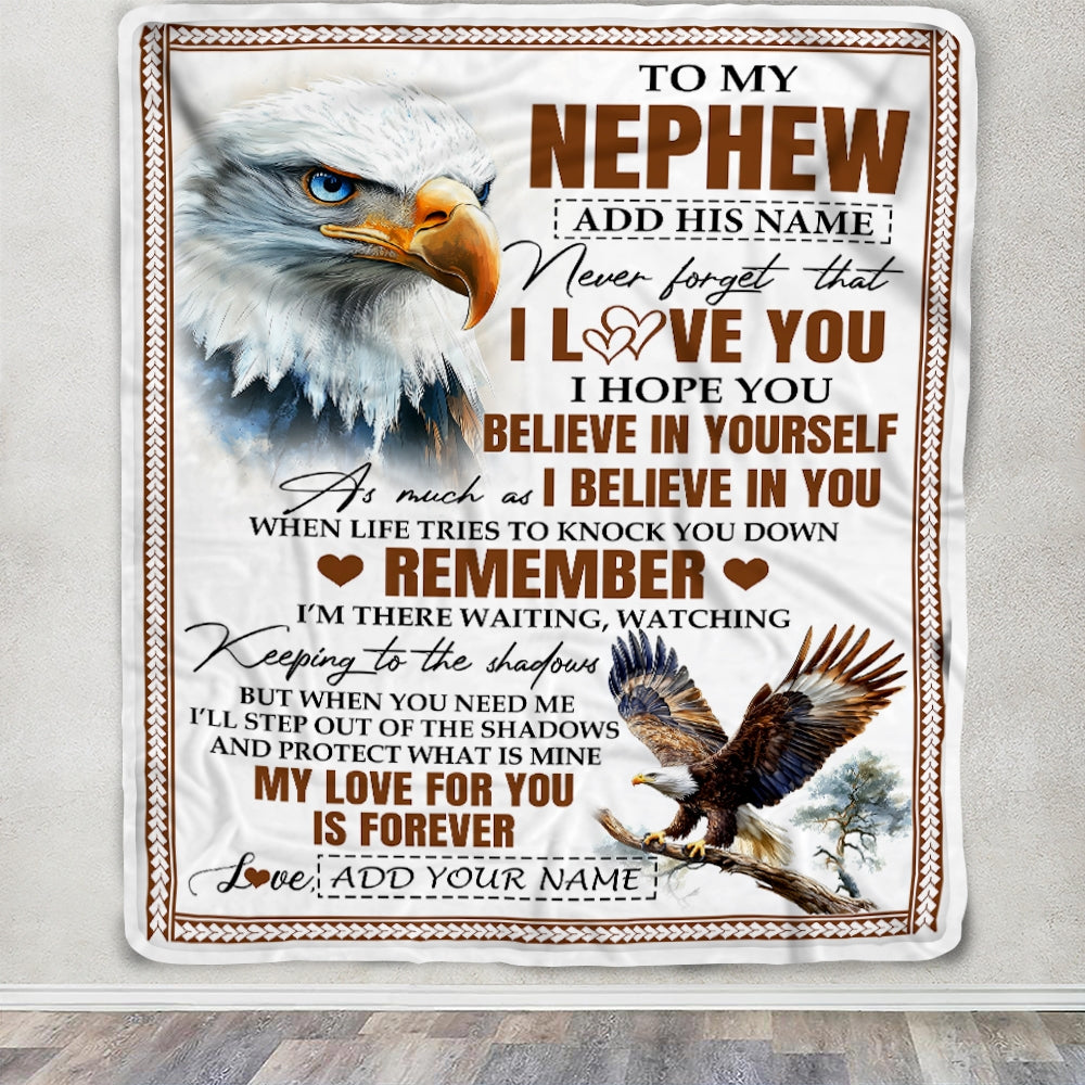 Personalized Gifts For Nephew Blanket From Aunt Uncle Eagle My Love For You Is Forever Nephew Birthday Gifts Graduation Christmas Custom Fleece Throw Blanket | siriusteestore