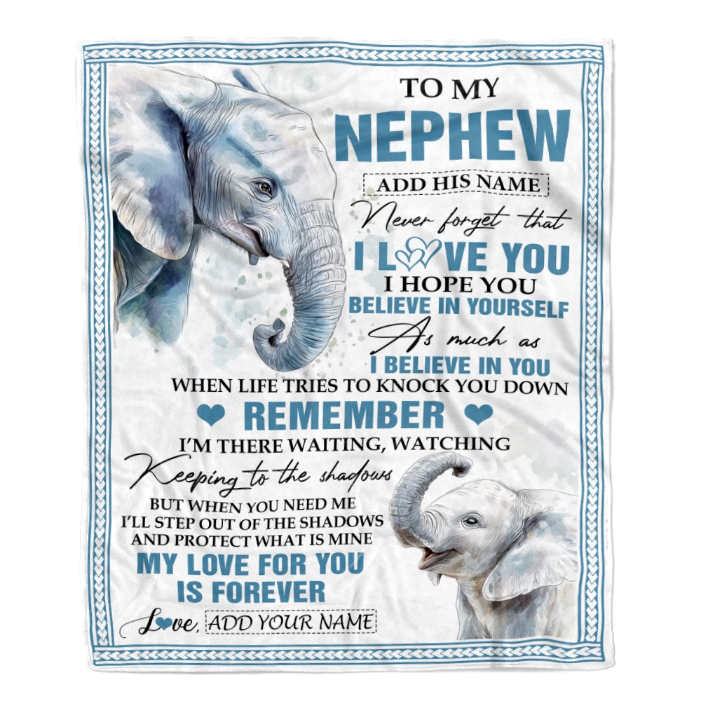 Personalized Gifts For Nephew Blanket From Aunt Uncle Elephant My Love For You Is Forever Nephew Birthday Gifts Graduation Christmas Custom Fleece Blanket | siriusteestore