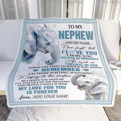 Personalized Gifts For Nephew Blanket From Aunt Uncle Elephant My Love For You Is Forever Nephew Birthday Gifts Graduation Christmas Custom Fleece Blanket | siriusteestore