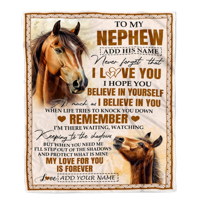 Personalized Gifts For Nephew Blanket From Aunt Uncle Horse My Love For You Is Forever Nephew Birthday Gifts Graduation Christmas Custom Fleece Throw Blanket | siriusteestore