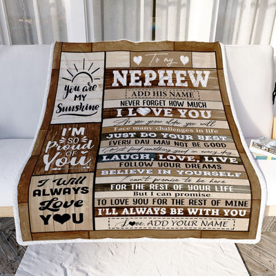 Personalized Gifts For Nephew From Aunt Uncle Auntie Blanket Wood Love You Fathers Day Nephew Gifts Birthday Graduation Christmas Customized Fleece Blanket | siriusteestore