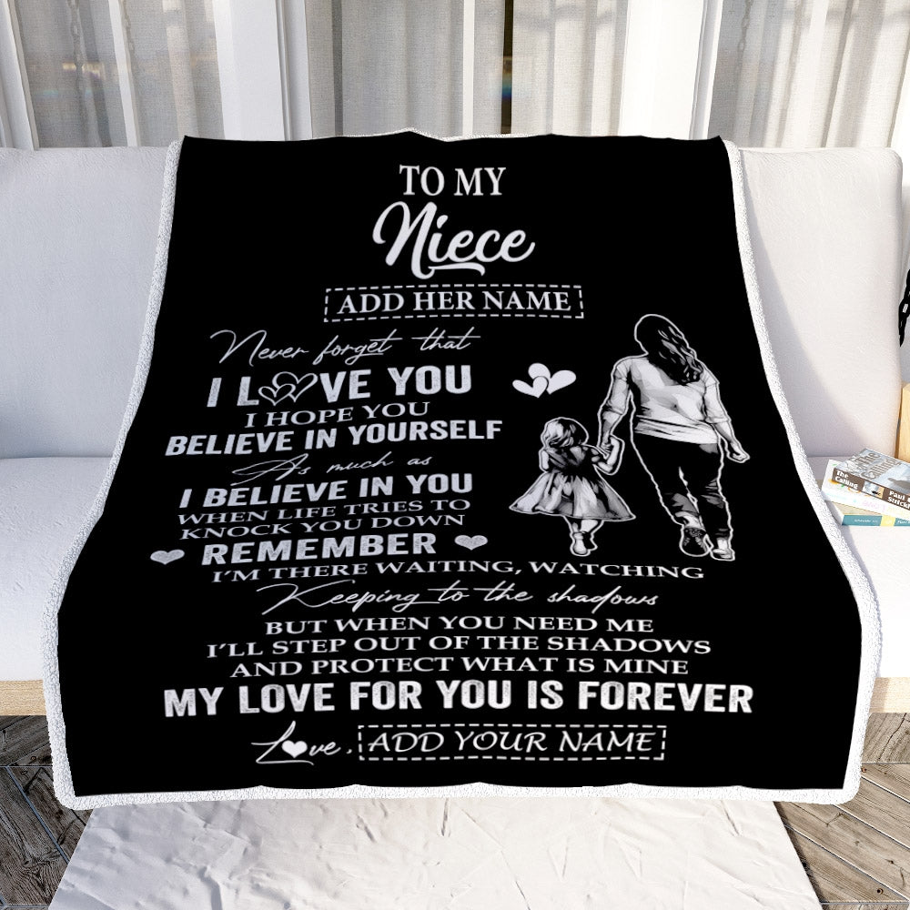 Personalized Gifts For Niece Blanket From Aunt Auntie My Love For You Is Forever Niece Birthday Gifts Graduation Christmas Custom Fleece Throw Blanket | siriusteestore