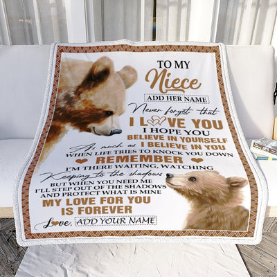 Personalized Gifts For Niece Blanket From Aunt Uncle Bear My Love For You Is Forever Niece Birthday Gifts Graduation Christmas Custom Fleece Throw Blanket | siriusteestore