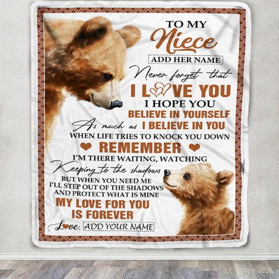 Personalized Gifts For Niece Blanket From Aunt Uncle Bear My Love For You Is Forever Niece Birthday Gifts Graduation Christmas Custom Fleece Throw Blanket | siriusteestore
