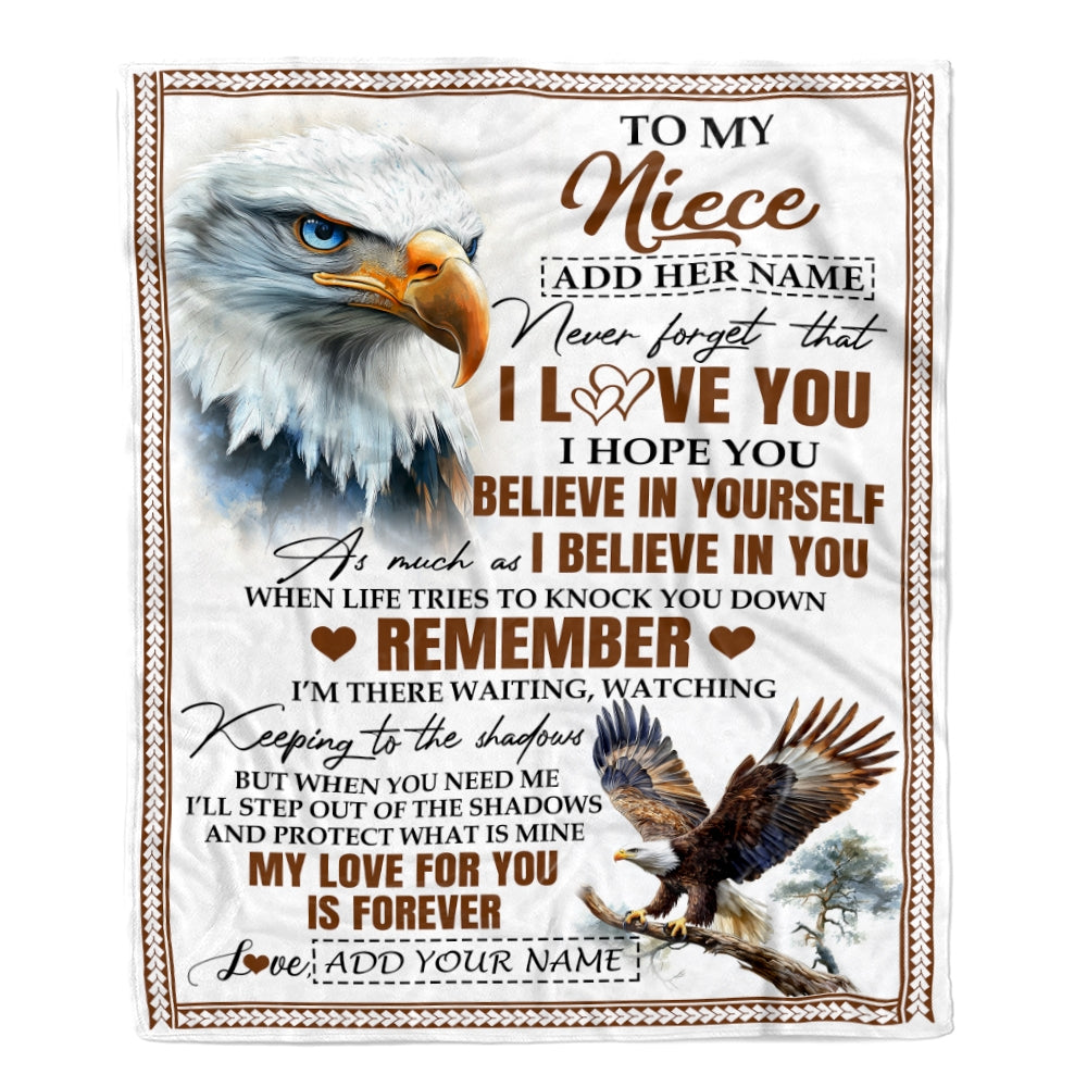 Personalized Gifts For Niece Blanket From Aunt Uncle Eagle My Love For You Is Forever Niece Birthday Gifts Graduation Christmas Custom Fleece Throw Blanket | siriusteestore