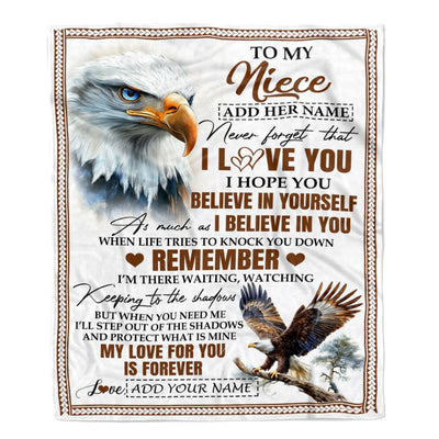Personalized Gifts For Niece Blanket From Aunt Uncle Eagle My Love For You Is Forever Niece Birthday Gifts Graduation Christmas Custom Fleece Throw Blanket | siriusteestore