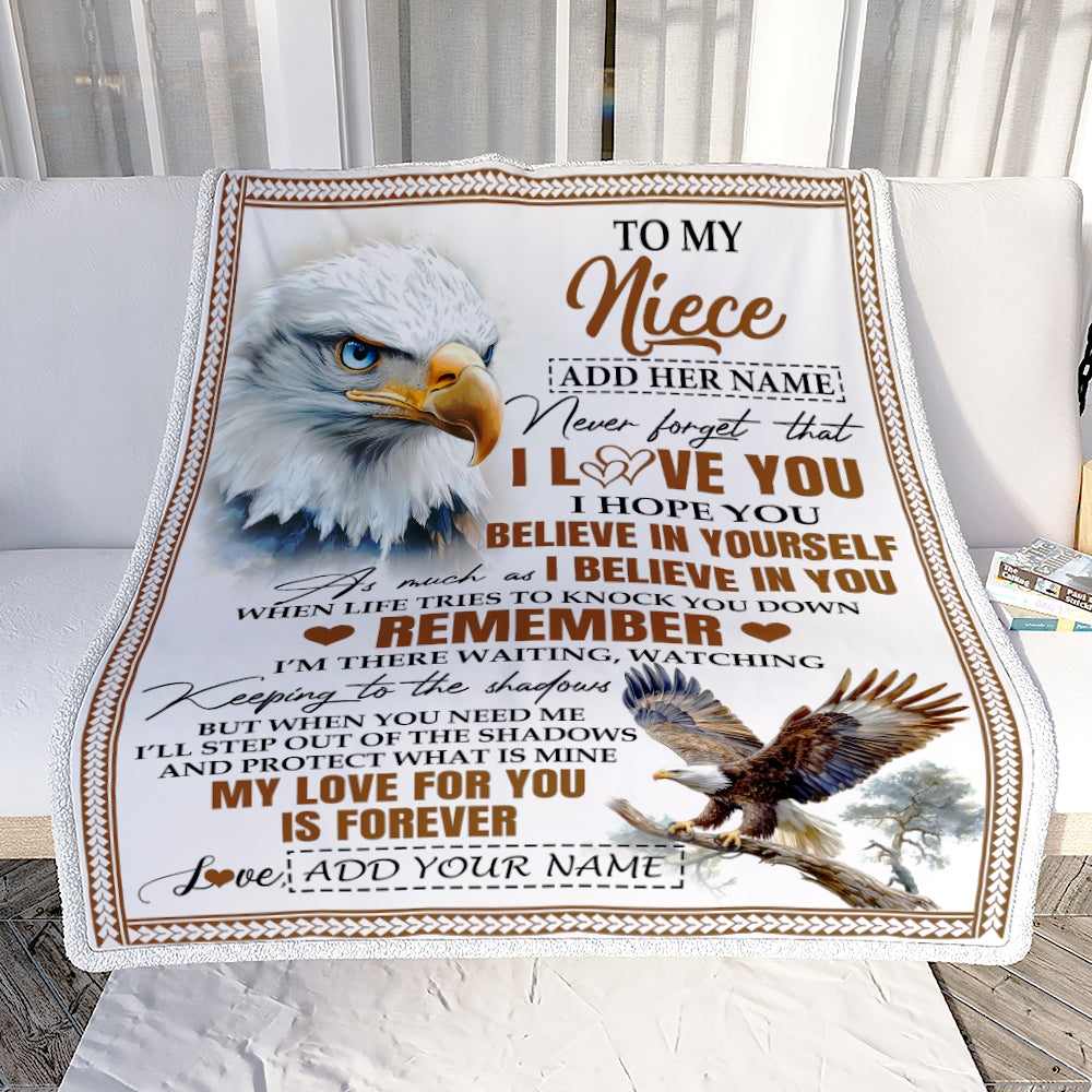 Personalized Gifts For Niece Blanket From Aunt Uncle Eagle My Love For You Is Forever Niece Birthday Gifts Graduation Christmas Custom Fleece Throw Blanket | siriusteestore