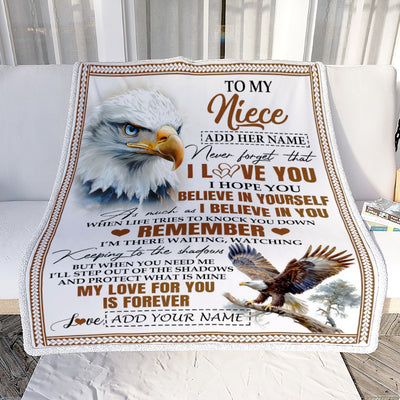 Personalized Gifts For Niece Blanket From Aunt Uncle Eagle My Love For You Is Forever Niece Birthday Gifts Graduation Christmas Custom Fleece Throw Blanket | siriusteestore