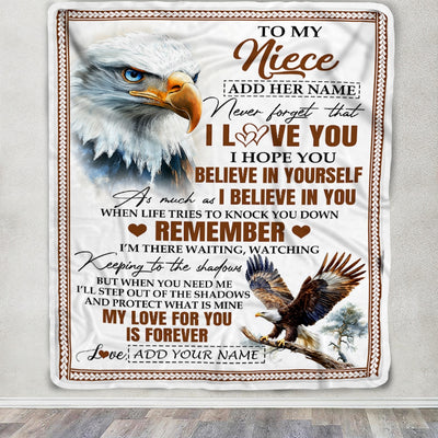 Personalized Gifts For Niece Blanket From Aunt Uncle Eagle My Love For You Is Forever Niece Birthday Gifts Graduation Christmas Custom Fleece Throw Blanket | siriusteestore