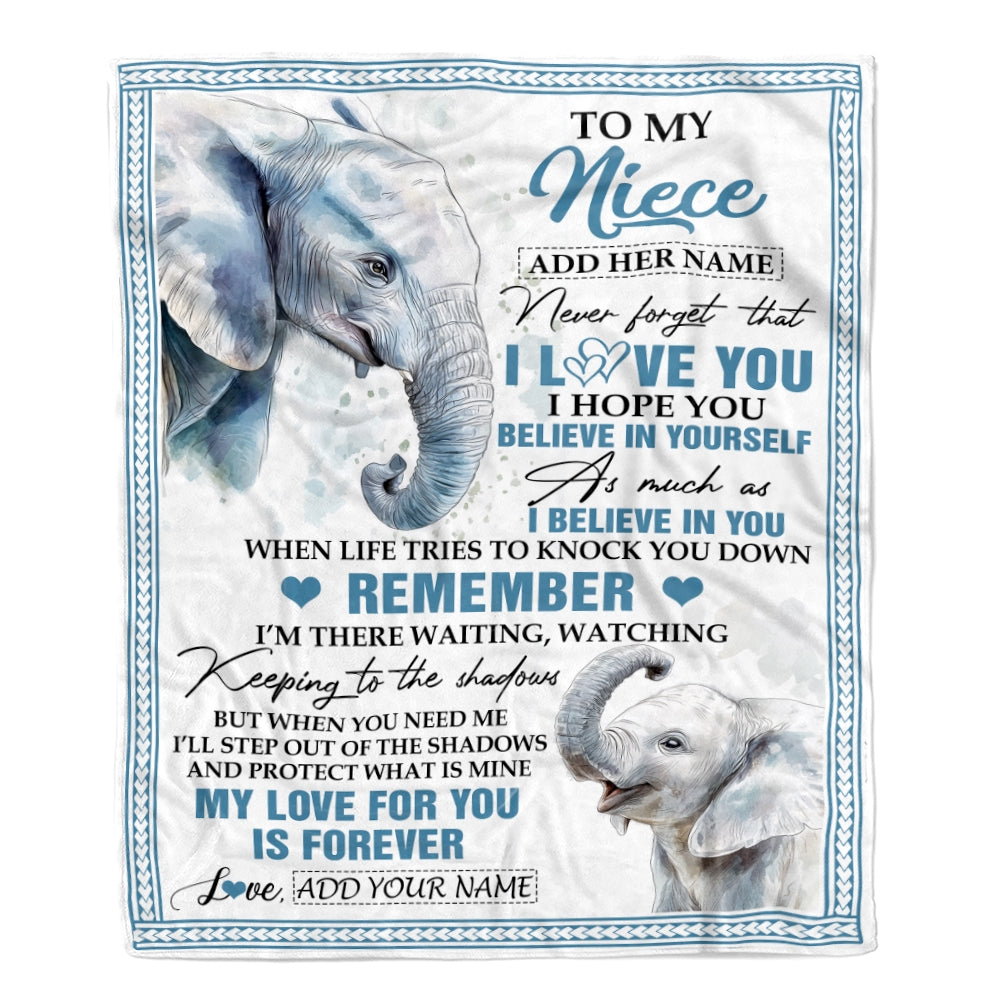 Personalized Gifts For Niece Blanket From Aunt Uncle Elephant My Love For You Is Forever Niece Birthday Gifts Graduation Christmas Custom Fleece Blanket | siriusteestore