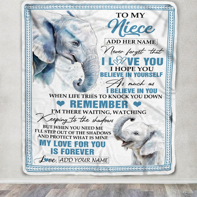 Personalized Gifts For Niece Blanket From Aunt Uncle Elephant My Love For You Is Forever Niece Birthday Gifts Graduation Christmas Custom Fleece Blanket | siriusteestore
