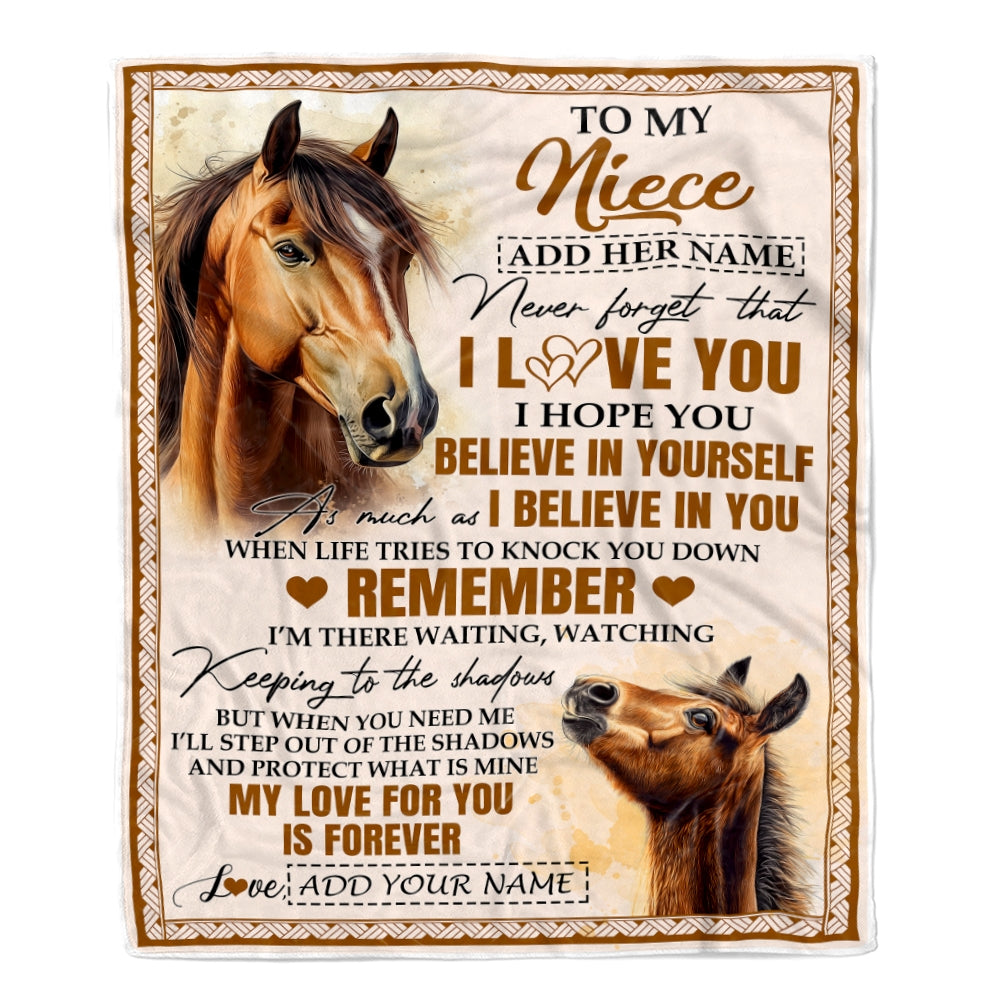Personalized Gifts For Niece Blanket From Aunt Uncle Horse My Love For You Is Forever Niece Birthday Gifts Graduation Christmas Custom Fleece Throw Blanket | siriusteestore