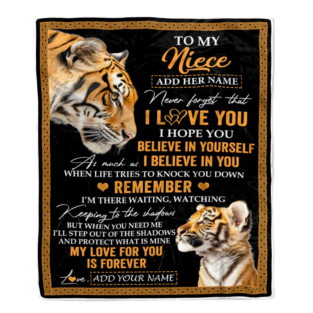 Personalized Gifts For Niece Blanket From Aunt Uncle Tiger My Love For You Is Forever Niece Birthday Gifts Graduation Christmas Custom Fleece Throw Blanket | siriusteestore