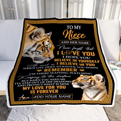 Personalized Gifts For Niece Blanket From Aunt Uncle Tiger My Love For You Is Forever Niece Birthday Gifts Graduation Christmas Custom Fleece Throw Blanket | siriusteestore