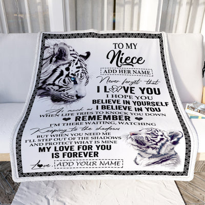 Personalized Gifts For Niece Blanket From Aunt Uncle White Tiger My Love For You Is Forever Niece Birthday Gifts Graduation Christmas Custom Fleece Blanket | siriusteestore