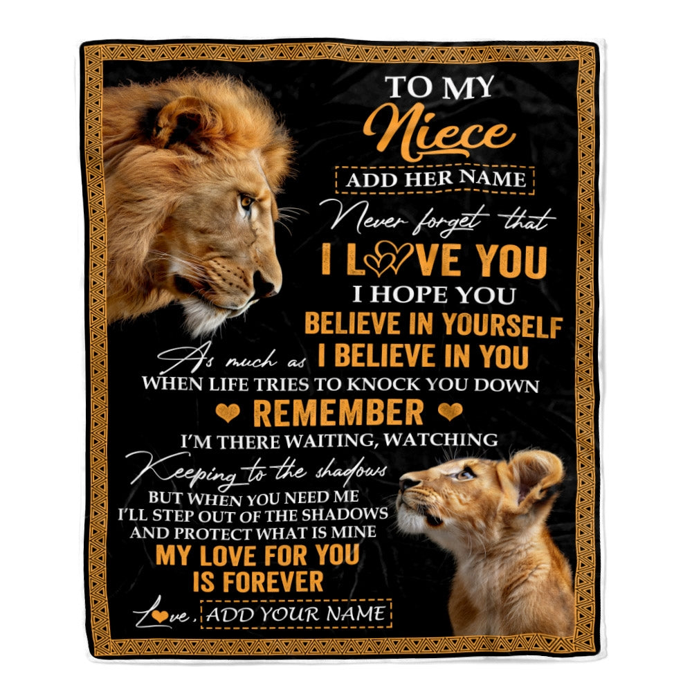 Personalized Gifts For Niece Blanket From Uncle Lion My Love For You Is Forever Niece Birthday Gifts Graduation Christmas Custom Fleece Throw Blanket | siriusteestore