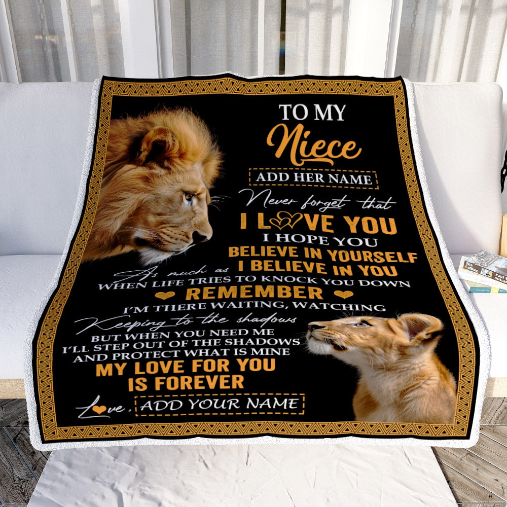 Personalized Gifts For Niece Blanket From Uncle Lion My Love For You Is Forever Niece Birthday Gifts Graduation Christmas Custom Fleece Throw Blanket | siriusteestore