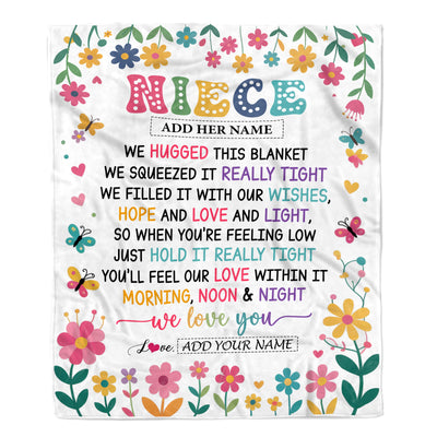 Personalized Gifts For Niece From Aunt Uncle Blanket We Hugged This Blanket Floral Presents Birthday Gift For Niece Gifts Customized Fleece Throw Blanket | siriusteestore