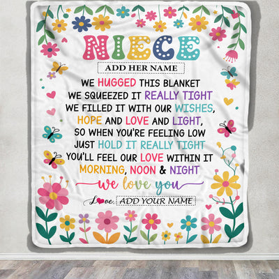 Personalized Gifts For Niece From Aunt Uncle Blanket We Hugged This Blanket Floral Presents Birthday Gift For Niece Gifts Customized Fleece Throw Blanket | siriusteestore