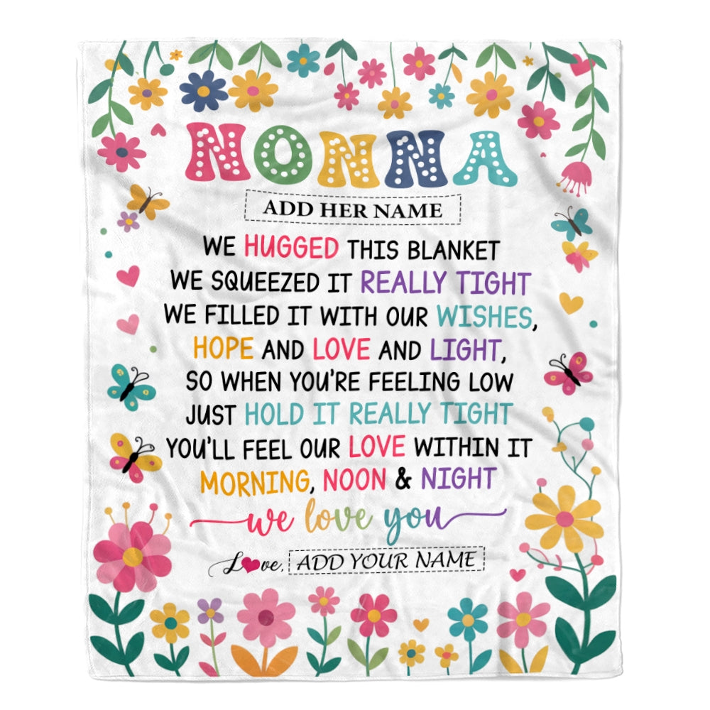 Personalized Gifts For Nonna From Granddaughter Grandkids Blanket We Hugged This Blanket Floral Presents Birthday Gift For Nonna Gifts Custom Fleece Blanket | siriusteestore
