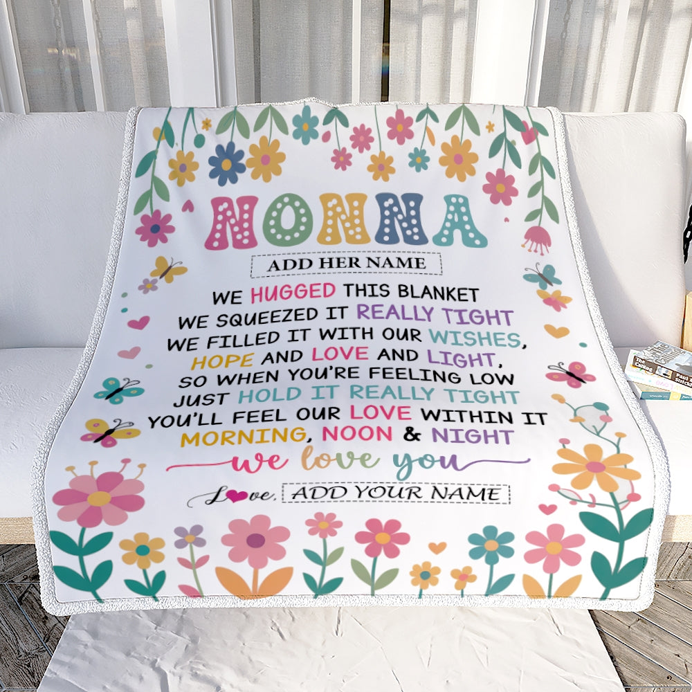 Personalized Gifts For Nonna From Granddaughter Grandkids Blanket We Hugged This Blanket Floral Presents Birthday Gift For Nonna Gifts Custom Fleece Blanket | siriusteestore