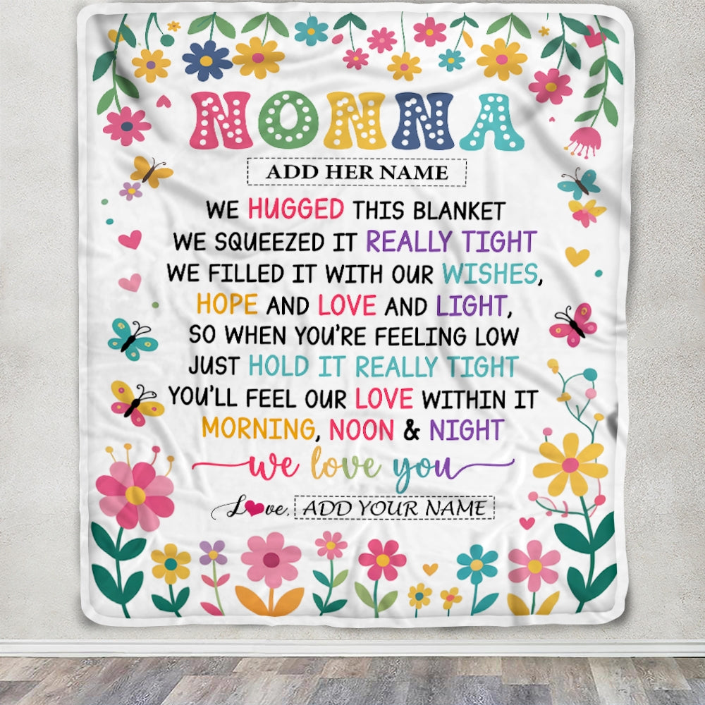 Personalized Gifts For Nonna From Granddaughter Grandkids Blanket We Hugged This Blanket Floral Presents Birthday Gift For Nonna Gifts Custom Fleece Blanket | siriusteestore