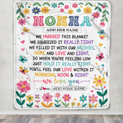 Personalized Gifts For Nonna From Granddaughter Grandkids Blanket We Hugged This Blanket Floral Presents Birthday Gift For Nonna Gifts Custom Fleece Blanket | siriusteestore